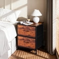 thumbnail image 2 of Night Stand, Small Dresser with 2 Drawers & Wooden Top, Nightstand with Fabric Bins, Bedside Table End Table for Bedroom, Closet, Entryway, College Dorm, Rustic Brown, 2 of 8