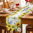 thumbnail image 5 of Summer Sunflowers Table Runner 70 Inches, Botanical Floral Butterfly Wooden Grain Bed Runner Dresser Scarves Tabletop for Indoor Outdoor Parties/Ceremony/Banquet, 13" x 70", 5 of 9