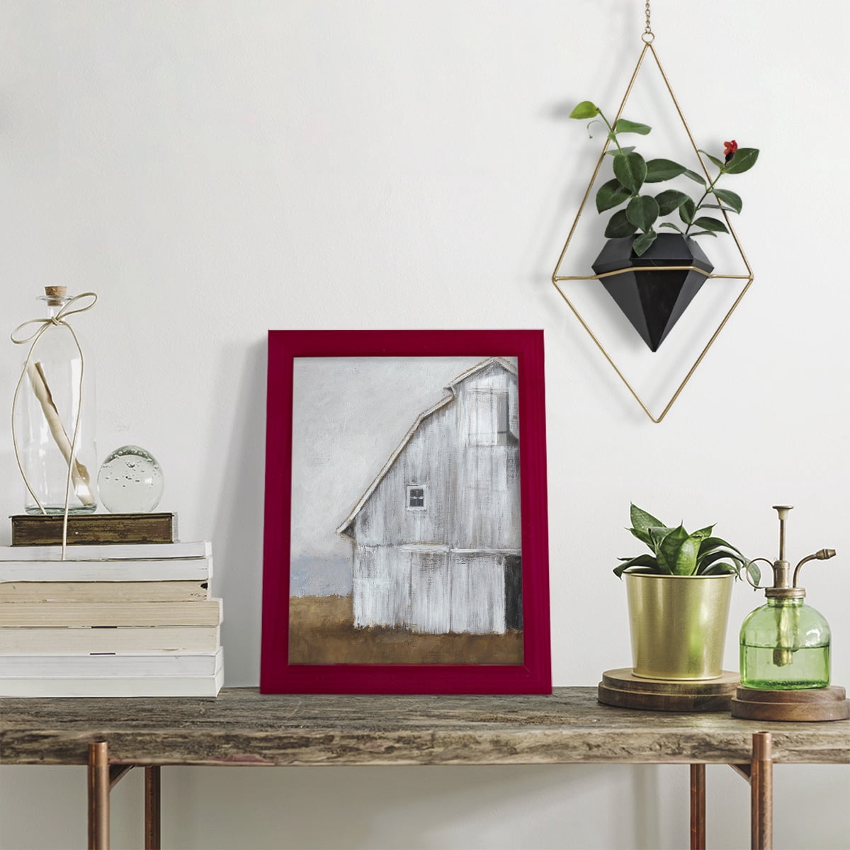 Abandoned Barn II -Framed Print w/glass-Cherry Red