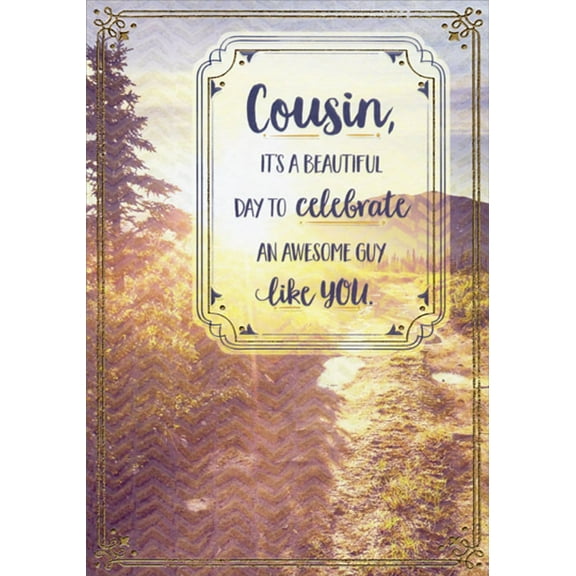 Designer Greetings Tall Evergreen Tree and Path: Day to Celebrate Masculine Birthday Card for Cousin