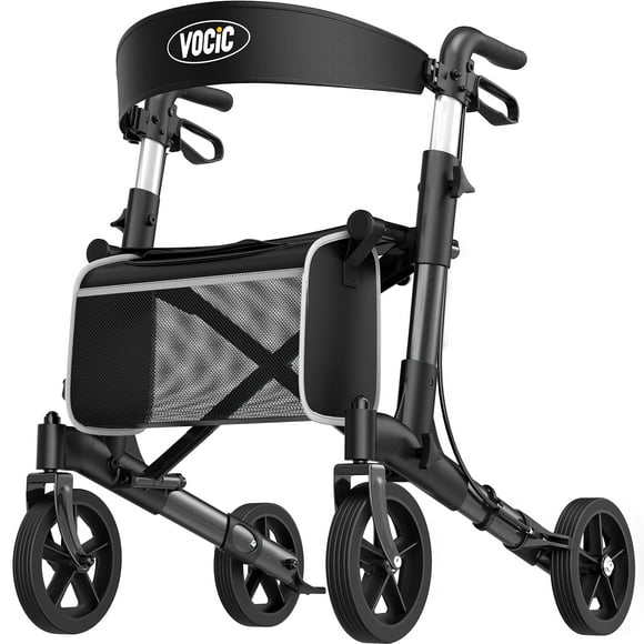 Andadores VOCIC para personas mayores con asiento, andador ligero con ruedas y asiento y frenos, andador plegable con ruedas, todoterreno, FSA HSA