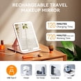 thumbnail image 2 of Rechargeable Travel Makeup Mirror Portable Travel Lighted Makeup Mirror with Color Modes Dimmable Compact Tabletop LED Vanity Mirror with Touch Screen, 2 of 9