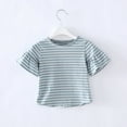 thumbnail image 4 of Jalioing Baby Girls Striped T Shirt Short Bell Sleeve Crew Neck Cotton Shirt Toddler Girls Summer Cute Tops, 4 of 7