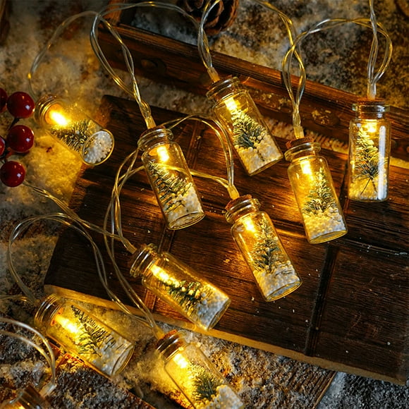 Warm LED Mini Wishing Bottle Light String for Indoor/Outdoor Christmas Decoration – 20 Lights, 2m Length, Perfect for Holiday Parties, Home Decor, and Gifting – Sturdy Plastic Construction, 1 Piece