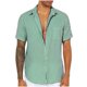 thumbnail image 2 of Blusa y camisa de manga corta con cuello vuelto para hombre, blusa informal de moda con botones y retazos, blusa de manga corta con cuello alto, blusa de poliéster para hombre, 2 of 6