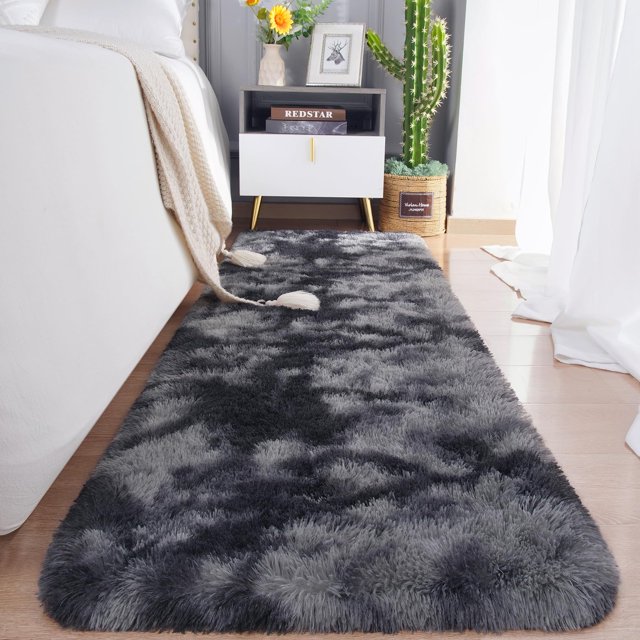 Alfombra Chicrug Soft Plush Runner, gris y negro, 61 x 244 cm