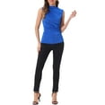 thumbnail image 2 of INSPIRE CHIC Ruched Turtle Mock Neck Tank Tops for Women's Casual Slim Fit Sleeveless Work Shirts L Blue, 2 of 5