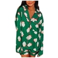 thumbnail image 1 of Pyjama de Noël en Bonbon pour Femmes, Chemise de Nuit Boutonnée, Vêtements de Détente Doux, Ensemble Haut à Manches Longues et Shorts, 1 of 1