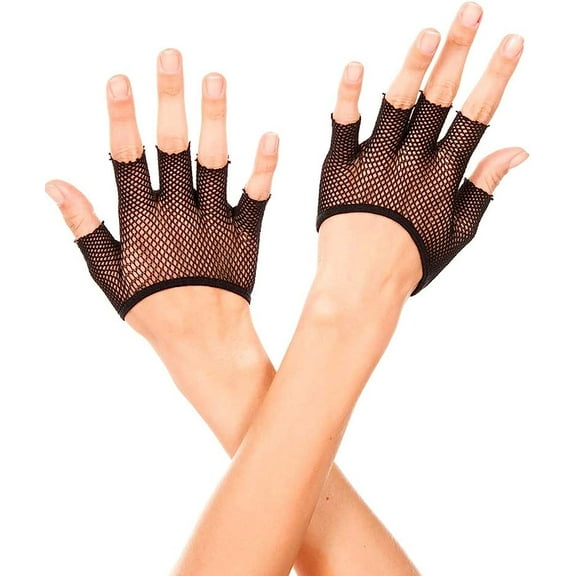 Short fishnet fingerless gloves 434-BLACK