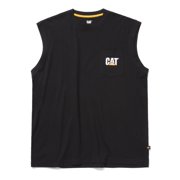 Caterpillar Cat® trademark sleeveless pocket tee, Black, 2X-Large