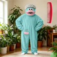 thumbnail image 4 of 3D Face Puppet Full Body One Piece Costume With Matching Comb, Pocket Design Loungewear, Thick Anti Static Plush Material for Boys Girls Theme Party Sky Blue 100, 4 of 5