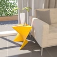 thumbnail image 3 of LeisureMod 15.75" Triangular Side Table, Stackable Plastic Accent End Table for Indoor & Outdoor Use, Weather-Resistant Modern Patio & Living Room Table, Set of 4, Yellow, 3 of 8