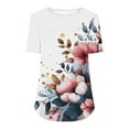 thumbnail image 6 of Gyedtr Womens Tops Plus Size Tops For Women Women'S New Short Sleeve Round Neck Pullover Chest Pleated Casual Print Summer Tops For Women On8XL, 6 of 6