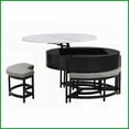 thumbnail image 6 of Space-Saving Modern Round Coffee Table with Lift-Top Storage & 3 Ottomans for Living Room, 6 of 23