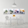 thumbnail image 4 of Flower Wall Art for Bathroom Bedroom Living Room Blue Orange Pink Green Flowers Wall Decor Floral Painting Canvas Print Picture Framed Artwork Ready to Hang (12x12inchx4), 4 of 6