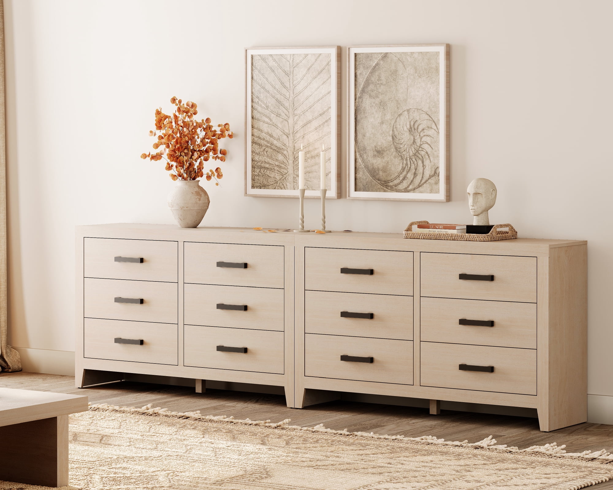 WAMPAT TV Stand for TVs up to 110 Inch, Farmhouse Wood Entertainment Center with 12 Drawers, Storage Media Console Cabinet for Living Room