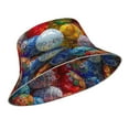 thumbnail image 2 of Gaeub Colorful Hand Painted Easter Eggs Printed Double Sided Reflective Bucket Hat Foldable Sun Hat for Camping Hiking Fishing, 2 of 9