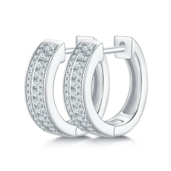 Gold Moissanite Diamond Hoops Earrings for Women 0.37cttw D Color VVS1 Clarity 925 Sterling Silver Moissanite Hoops Earrings Round Cut Womens Hoop Earrings Diamond