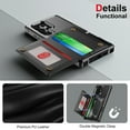 thumbnail image 6 of Feishell Back Wallet Case for Samsung Galaxy S24 Ultra, Premium PU Leather Flip Kickstand Cover with 3 Card Slots, Double Magnetic Clasp Shockproof Car Mount Phone Case for Galaxy S24 Ultra, Black, 6 of 7
