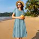 thumbnail image 4 of Balery Turquoise Wooden1 Vestidos sueltos de manga corta para mujer, vestidos de verano 2025, vestidos casuales de corte A con vuelo., 4 of 6