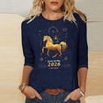 thumbnail image 2 of Jsaierl Womens 3/4 Sleeve Tops Summer Round Neck Shirts Cute Print Petite Blouses Soft Loose Fit T-shirts Top S-5XL, 2 of 6