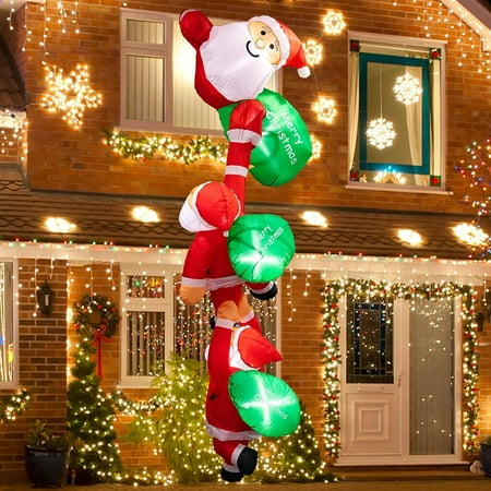 Super Big Christmas Inflatable,Inflatable Santa Claus Outdoor Indoor,8 Ft Christmas Blow Ups,Inflatable Christmas Santa Claus With Beautiful Led Lights (Climb) O1