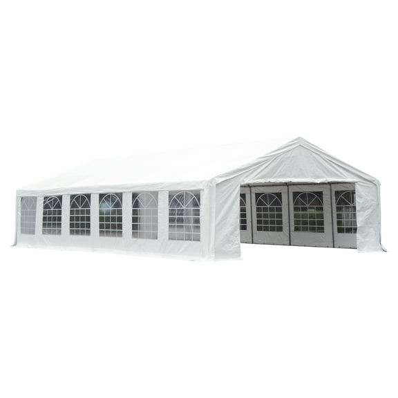 Outsunny 20' x 40' Large Outdoor Carport Canopy Party Tent with Removable Protective Sidewalls & Versatile Uses, White