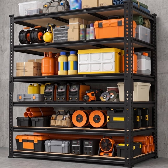 PrimeZone 71.9" H Heavy Duty Garage Shelving, 3000LBS Capacity 5-Tier Storage Shelves, Adjustable Industrial Metal Garage Shelves for Basement Pantry Kitchen Warehouse, 23.9" D x 47.9" W