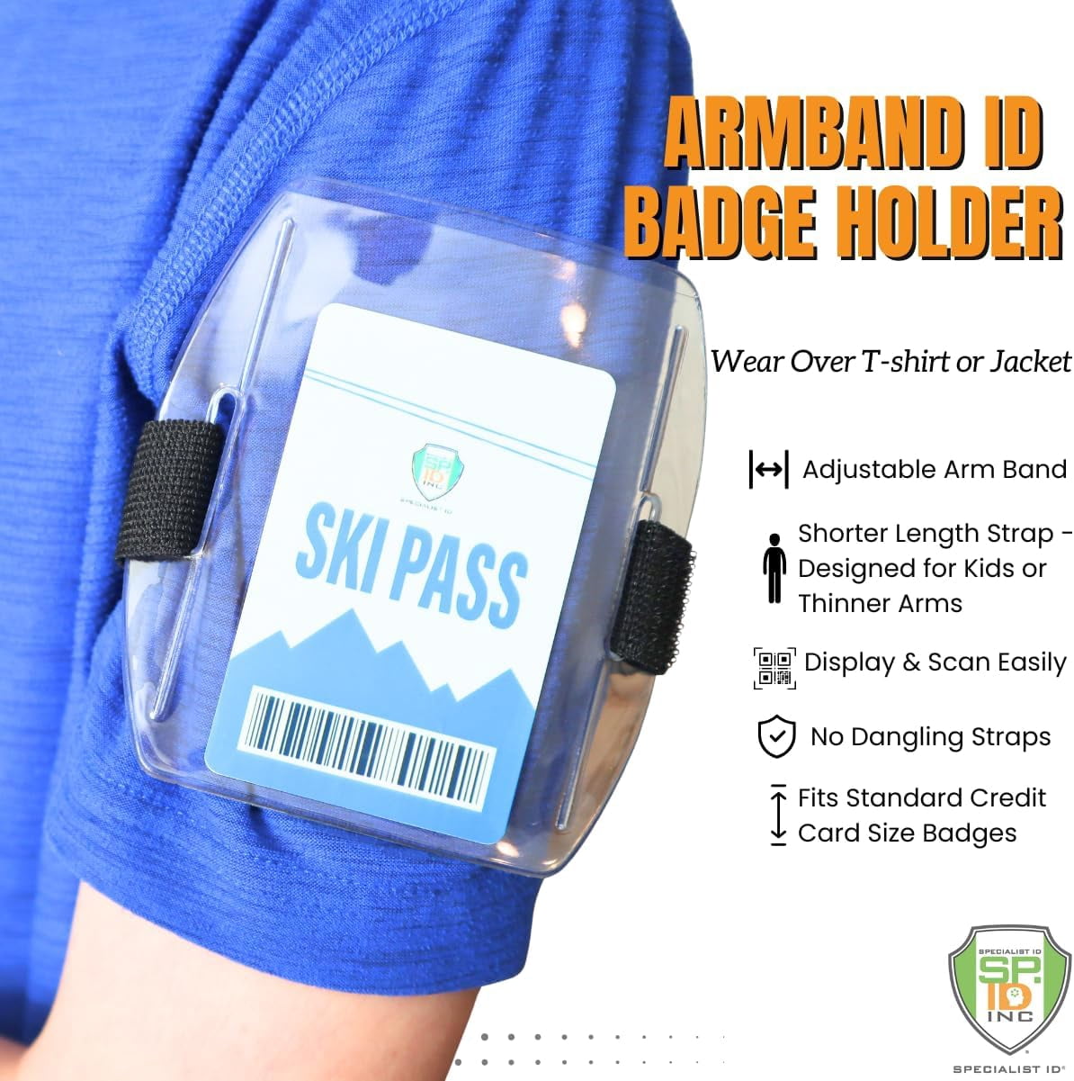 Bulk 25 Pack - Specialist ID Small Armband Badge Holder Youth - Adjustable Fit - Perfect Size Arm Band Badge Holder for Women & Men with Slender Arms - Ski Pass Holder for Smaller Sizes (Black)