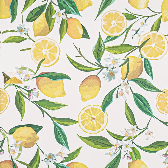 VEELIKE Lemon Wallpaper Peel and Stick Wallpaper Floral 17.7''x118'' Removable Self Adhesive Contact Paper Decorative Flower Yellow Lemon Mural Waterproof Vinyl for Nursery Kitchen Cabinets Liners