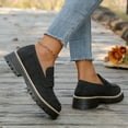 thumbnail image 4 of Womens Suede Loafers Classic Lug Sole Low Heel Slip on Penny Loafers Round Toe Daily Walking Shoes Work Business Casual Shoes Black Size 7.5, 4 of 7