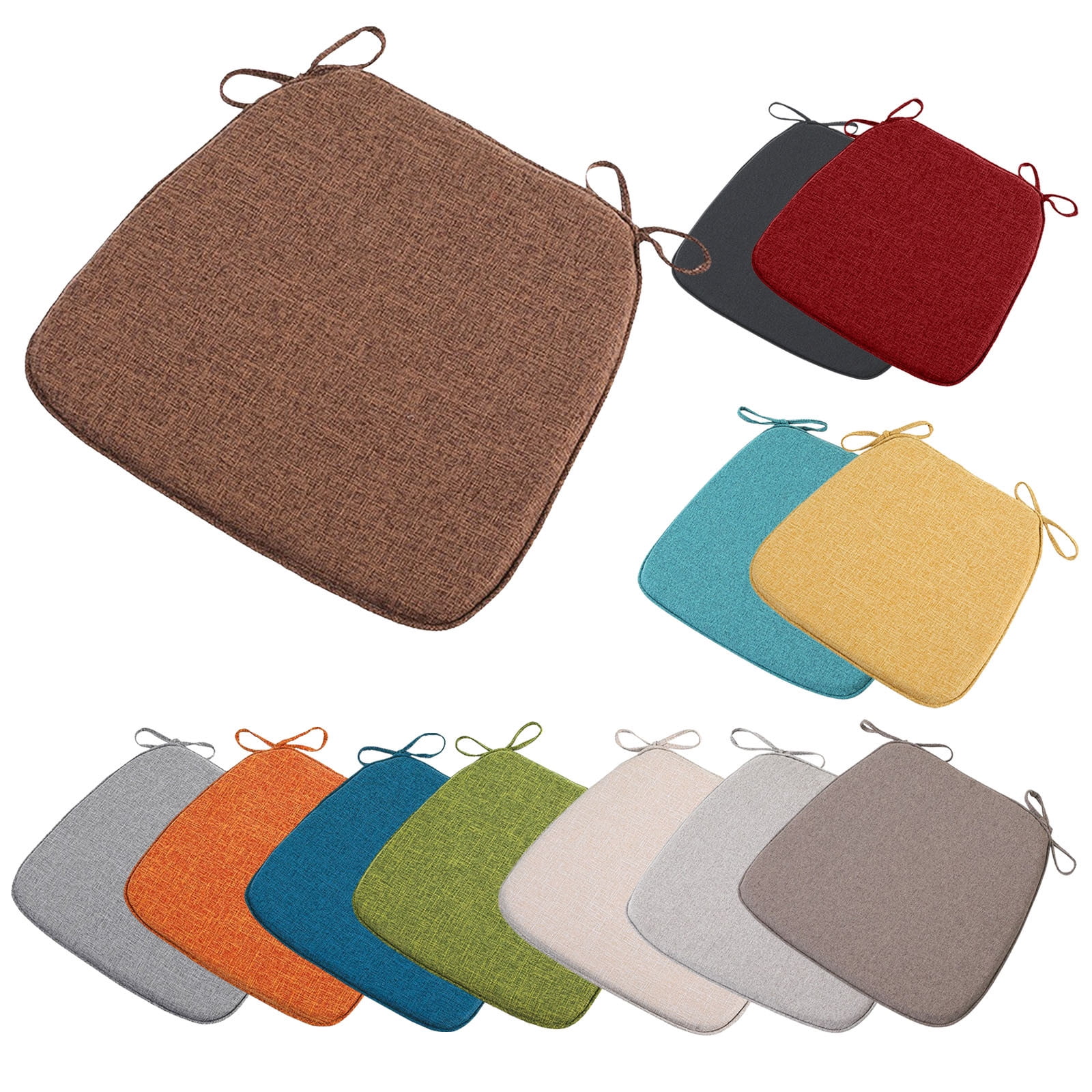 4 Pack Memory Foam Chair Cushion Non Slip Design with Fixed Straps Soft Breathable Seat Pad for Dining Room Study Car Seat 17x16 Inch Black