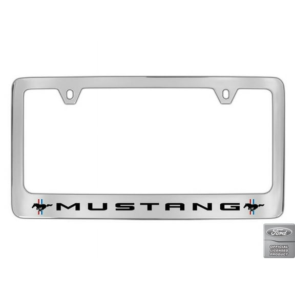 Ford Mustang Pony Chrome Plated Metal License Plate Frame Holder