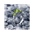 thumbnail image 4 of Gem Stone King 925 Sterling Silver Green Peridot 3-Stone Women Ring (2.35 Cttw, Oval Gemstone Birthstone, Available in Size 5, 6, 7, 8, 9), 4 of 5