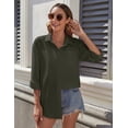 thumbnail image 4 of Camisa HOTOUCH Button Up Basic para Mujer Manga Larga Verde Militar, 4 of 6