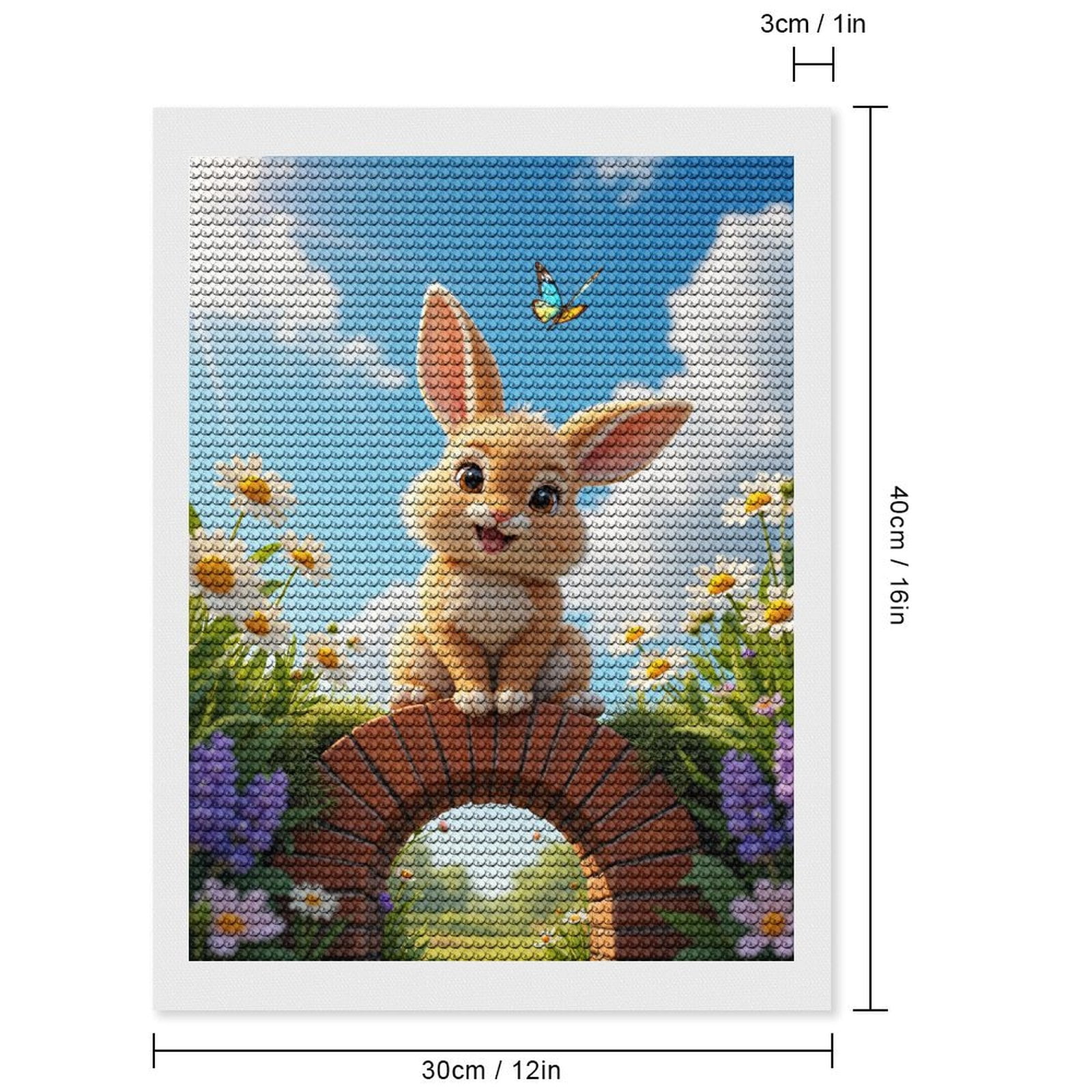Diamond Art Kits for Adults, Rabbit On Brick Arch With Butterfly 5D Diamond Painting Kits for Adults Beginners, DIY Full Drill Diamond Painting, Gem Art and Crafts 12x16