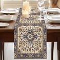 thumbnail image 3 of Boho Southwestern 108 Inch Table Runner, Vintage Geometric Ethnic Blue Brown Farmhouse Dresser Scarf Cotton & Linen Tablerunner for Dining/Kitchen Island/Holiday Party Décor 13" x 108", 3 of 9