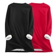 thumbnail image 3 of ATOYSOY Women's Warm Solid Color Pullover Casual Fuzzy Shirts Long Sleeve Thicken Tees Fall Winter 2 Pack Slim Basic Fleece Tops Crew Neck Sweatshirts Outwear Red XXXL, 3 of 3