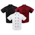 thumbnail image 3 of VONKY Men Women Short Sleeve , Restaurant Chef Jacket Kitchen Coat XL White, 3 of 8