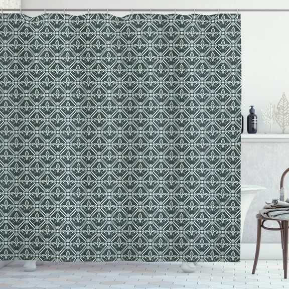 Ambesonne Fleur De Lis Shower Curtain, Rectangle Motifs, 69"Wx70"L, Sage Green