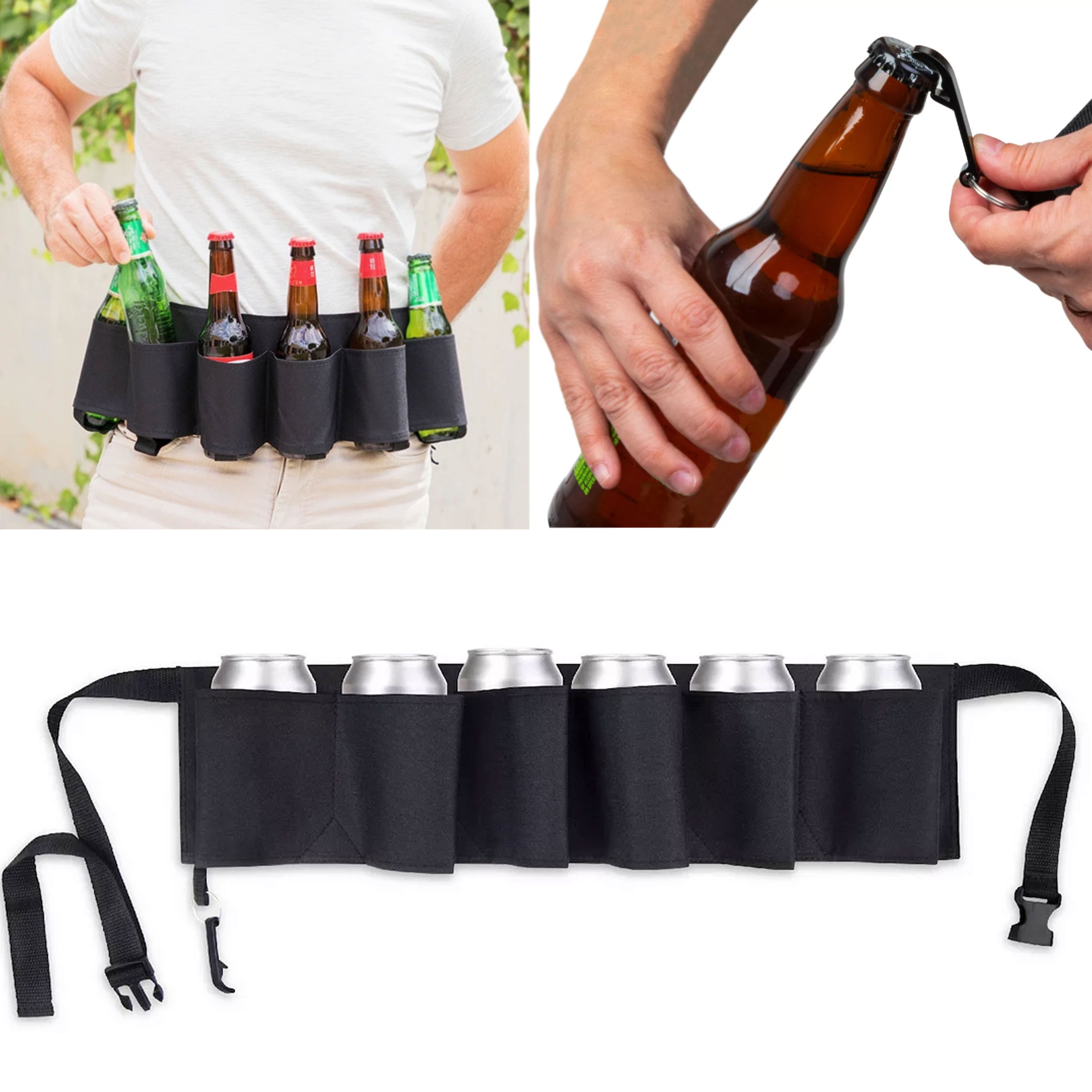 Beer And Soda Can Holster Belt Camo 6 Pack Best Belt Tailgate BBQ Funny Gag Gift 