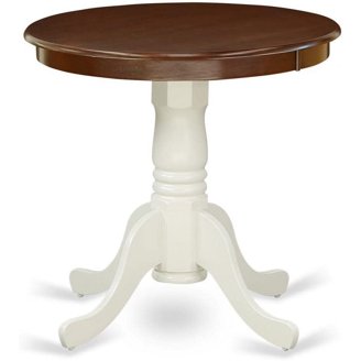 East West Furniture Norden Mid-Century Modern Dining Table - 30x48 Inch Rectangle With Drop Leaf, Linen White (Solid Rubber Wood) 2 thumbnail image
