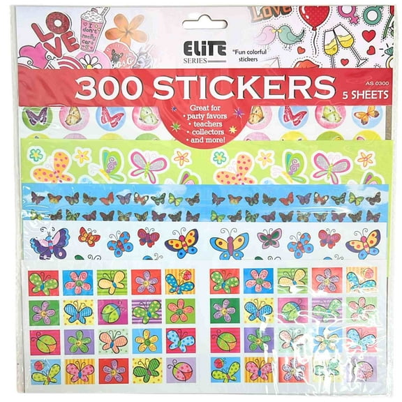 Assorted Small Stickers – 5 Sheets: 300CT