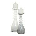 thumbnail image 6 of DecMode 2 Candle Gray Glass Handmade Bubble Pillar Candle Holder, Set of 2, 6 of 9