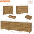 thumbnail image 3 of WAMPAT 12 Drawers Modern Wood Dresser for Bedroom, Modern Chest of Drawer, 118" Wide, Oak Brown Wood Finish, 3 of 9