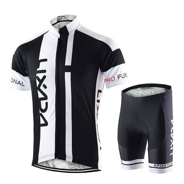 Men Breathable Quick Dry Comfortable Short Sleeve Jersey + Padded Shorts Cycling Clothing Set Riding Sportswear