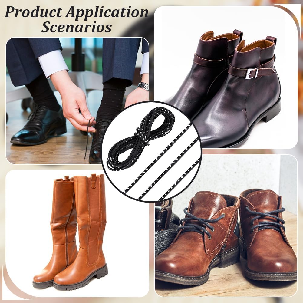 10Pcs 5m/5.47 Yards Black Flat Genuine Leather Cord Flat Leather Craft Shoemaker Cord Welt Veg Tooling Leather Cord for Leather Shoes Decorative Black