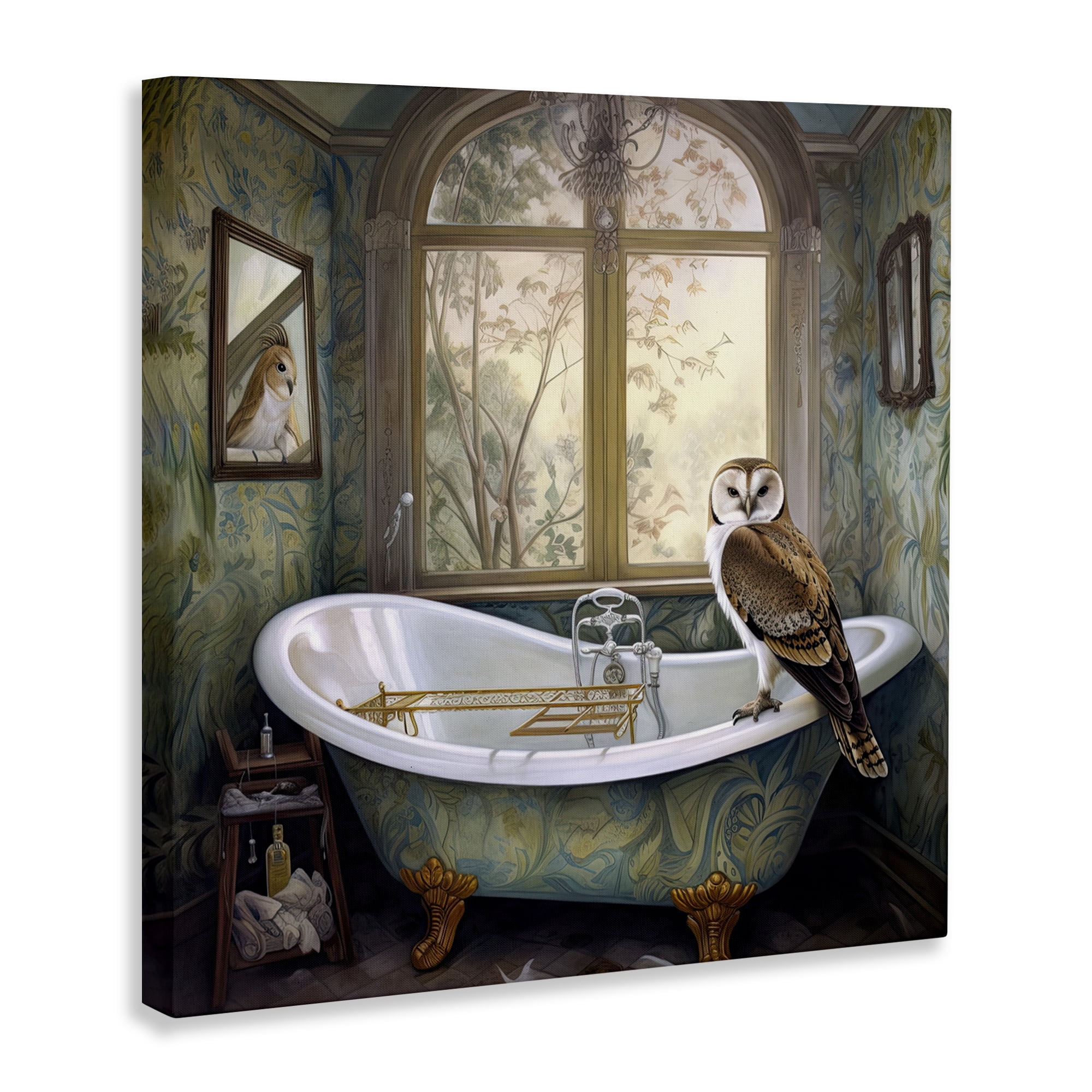 Paisley Patterned Owl Bathtime Canvas Wall Art, design by Sasha