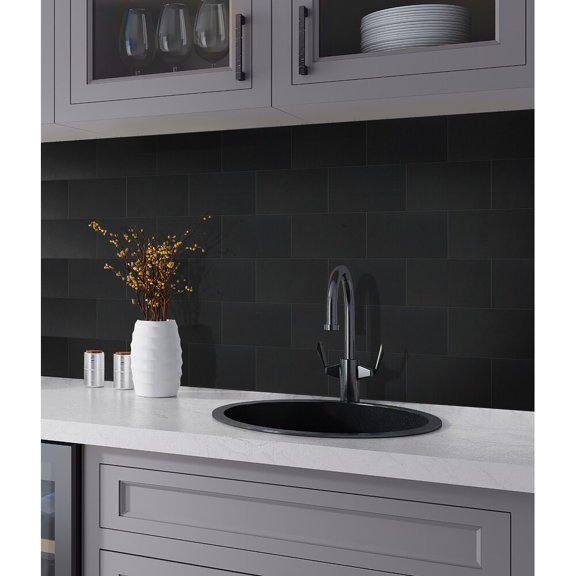 Apollo Tile Black 3-in. x 6-in. Honed Marble Subway Tile (5 Sq ft/case)