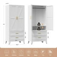thumbnail image 3 of 71" Tall Metal Wardrobe Cabinet with 2 Drawers and Hanging Rod, 2 Doors Armoire Wardrobe Closet with Shelf for Bedroom, Office, Laundry Room, White, 3 of 7